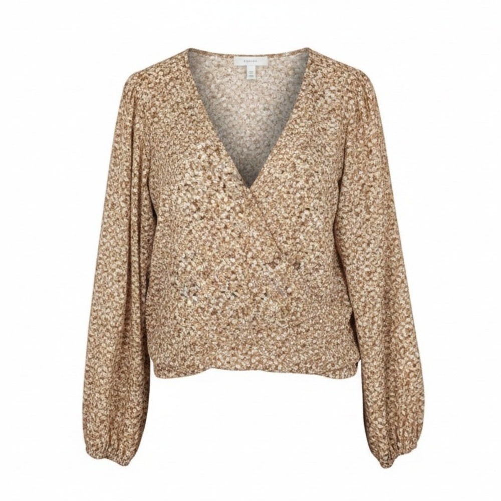 Wild Jasmine Plus Size Romantic NWT Long Sleeve Crop Top Blouse 2X Grovely Tan